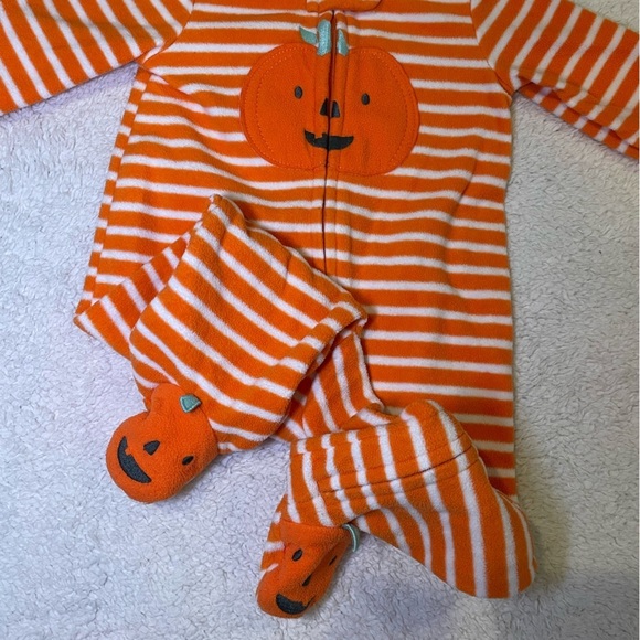 Orange Striped Pumpkin Kids One Piece - Picture 2 of 5
